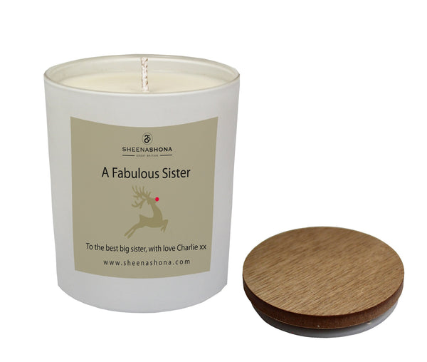 Christmas Personalised 'A Fabulous Sister' Luxury Soya Wax Candle