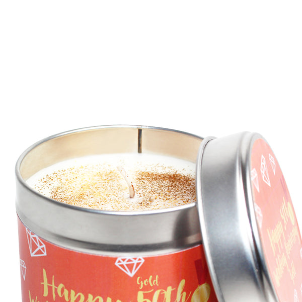 50th Gold Wedding Anniversary Candle Tin