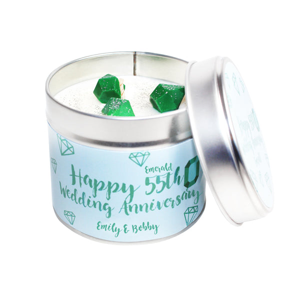 55th Emerald Wedding Anniversary Candle Tin