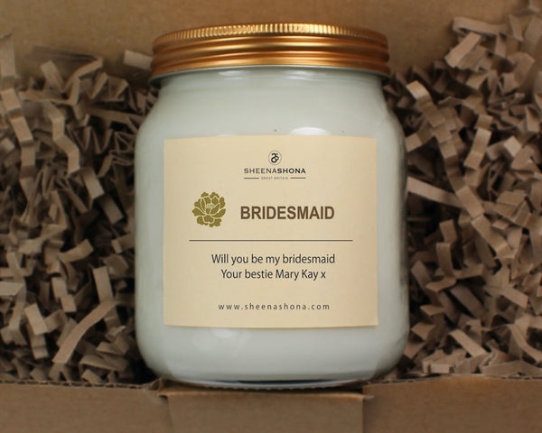 Bridesmaid Personalised Soya Wax Large Honey Jar Candle