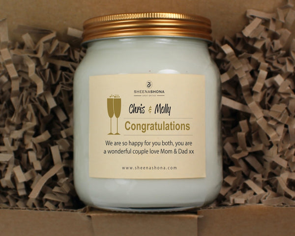 Couples Congratulations Personalised Soya Wax Large Honey Jar Candle