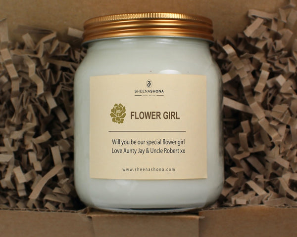 Flower girl Personalised Soya Wax Large Honey Jar Candle