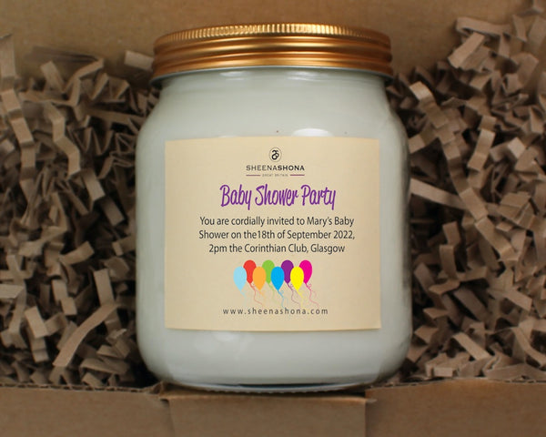 Baby Shower Party Invitation Personalised Soya Wax Large Honey Jar Candle