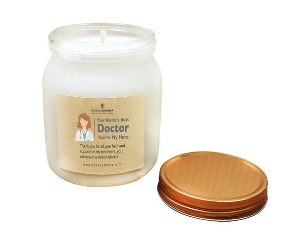 The Worlds Best Doctor, You're My Hero Personalised Soya Wax Large Honey Jar Candle