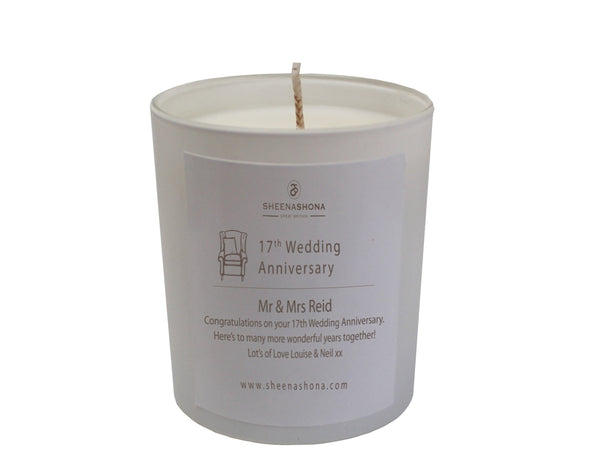 17th Year Furniture Wedding Anniversary Luxury Candle