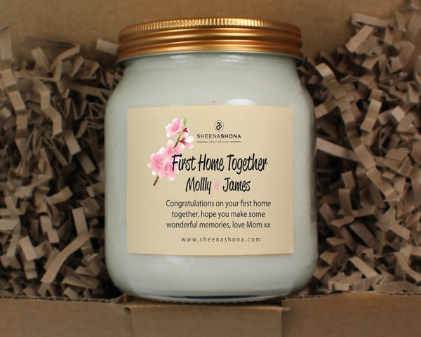 First Home Together Personalised Soya Wax Large Honey Jar Candle