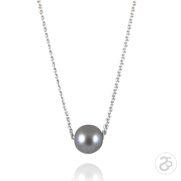 Grey Freshwater Pearl & Sterling Silver Adjustable Choker Necklace
