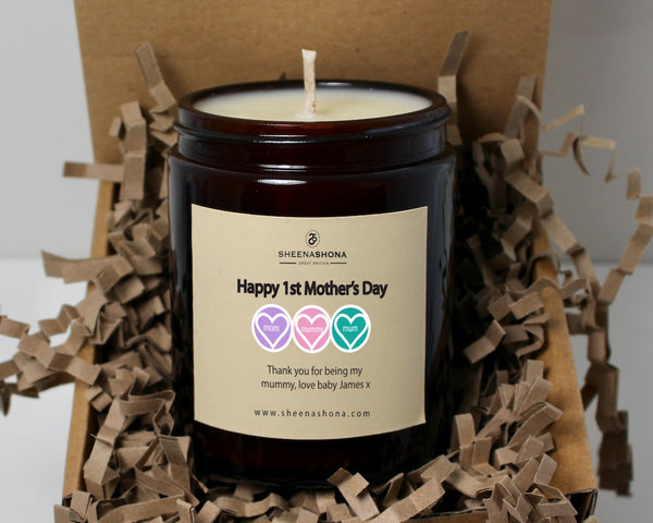 Happy 1st Mother's Day Personalised Soya Wax Amber Jar Candle