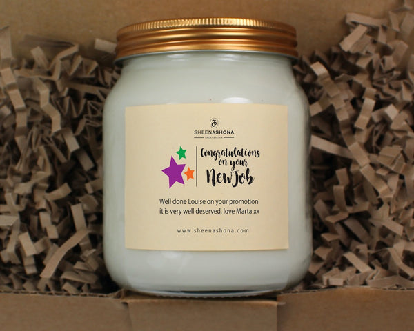 Congratulations On Your New Job Personalised Soya Wax Large Honey Jar Candle