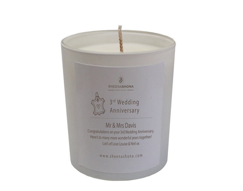 3rd Year Leather Wedding Anniversary Luxury Candle