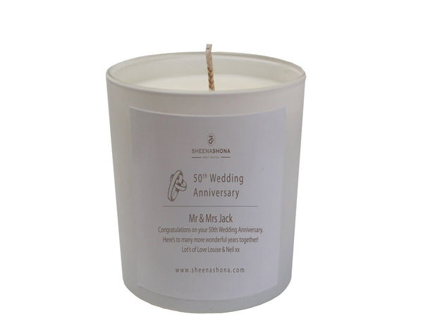 50th Year Gold Wedding Anniversary Luxury Candle