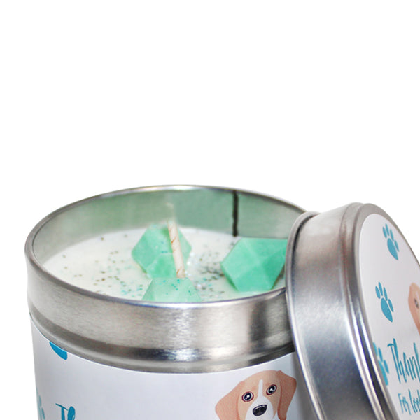 Personalised Thank You For Looking After My Dog Soya Wax Candle Tin