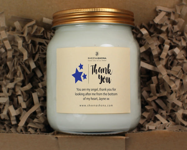 'Thank You' Personalised Large Soya Wax Honey Jar Candle