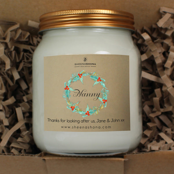 Christmas Personalised 'Nanny' Soya Wax Large Honey Jar Candle
