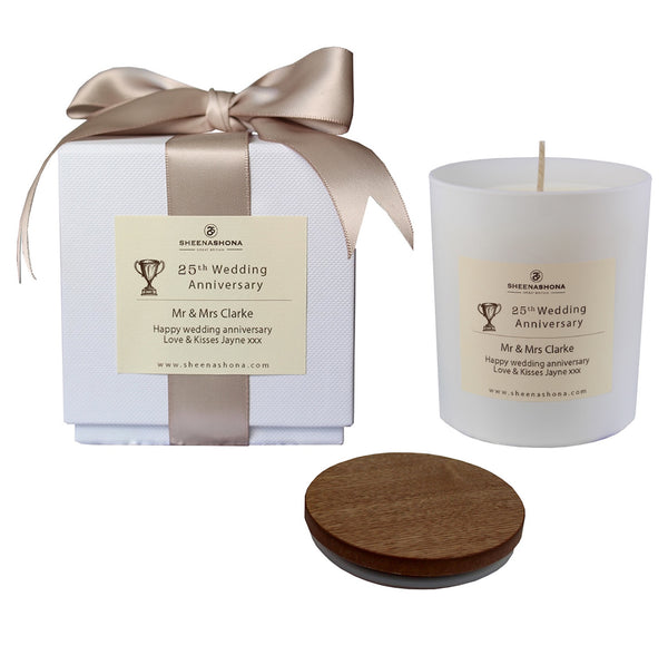 25th Year Silver Wedding Anniversary Luxury Candle