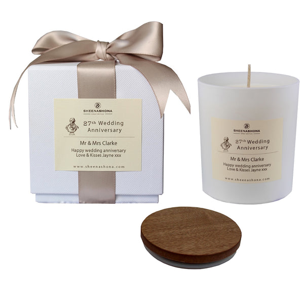 27th Year Sculpture Wedding Anniversary Personalised Luxury Candle