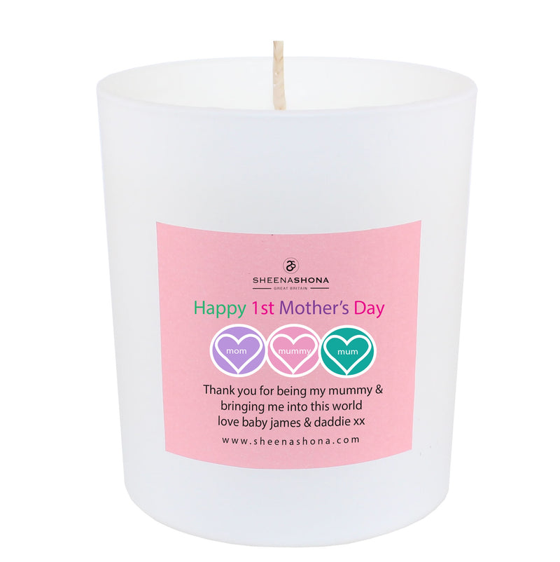 Happy 1st Mother's Day Personalised Luxury Soya Wax Gift Boxed Candle