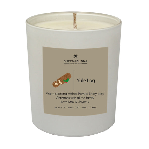 Yule Log Christmas Personalised Luxury Gift Boxed Candle