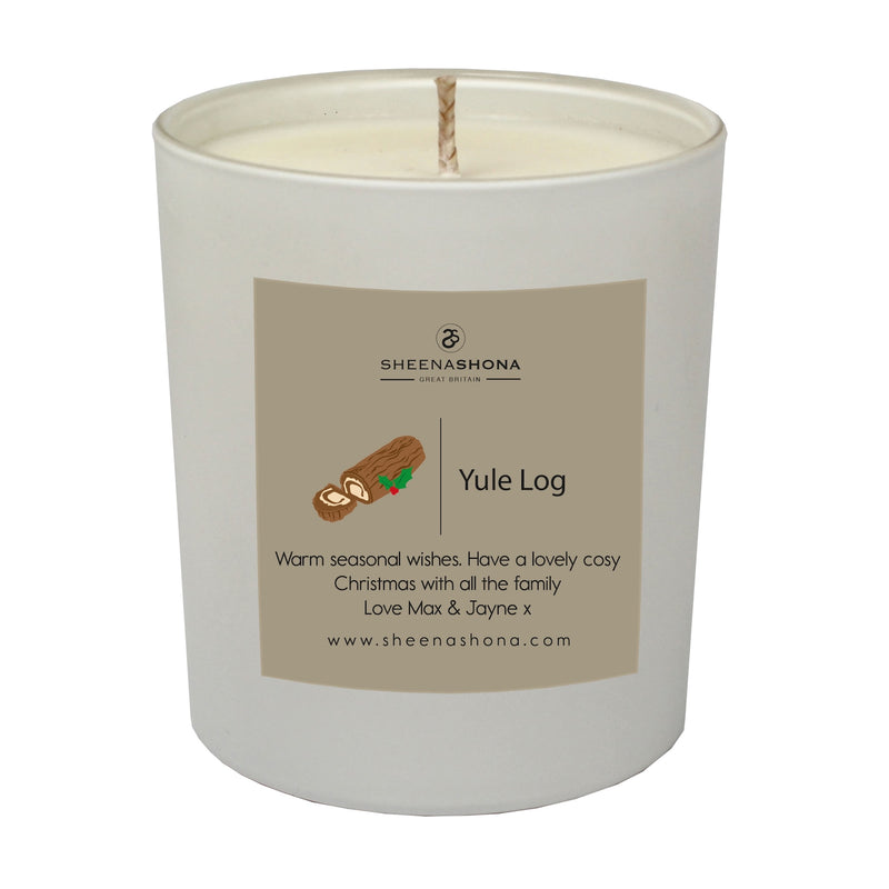 Yule Log Christmas Personalised Luxury Gift Boxed Candle