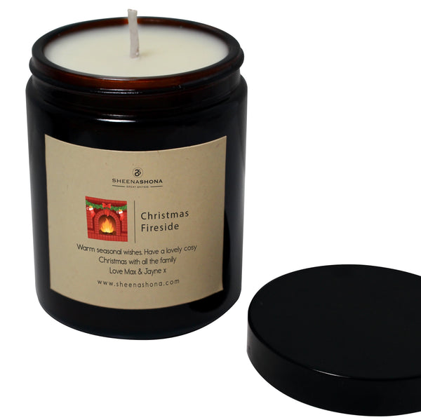 Fireside Christmas Personalised Soya Wax Amber Jar Candle