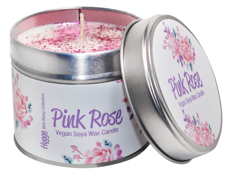 Pink Rose Scented Hygge Candle Tin