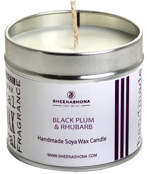 Black Plum & Rhubarb Scented Signature Soya Wax Candle Tin