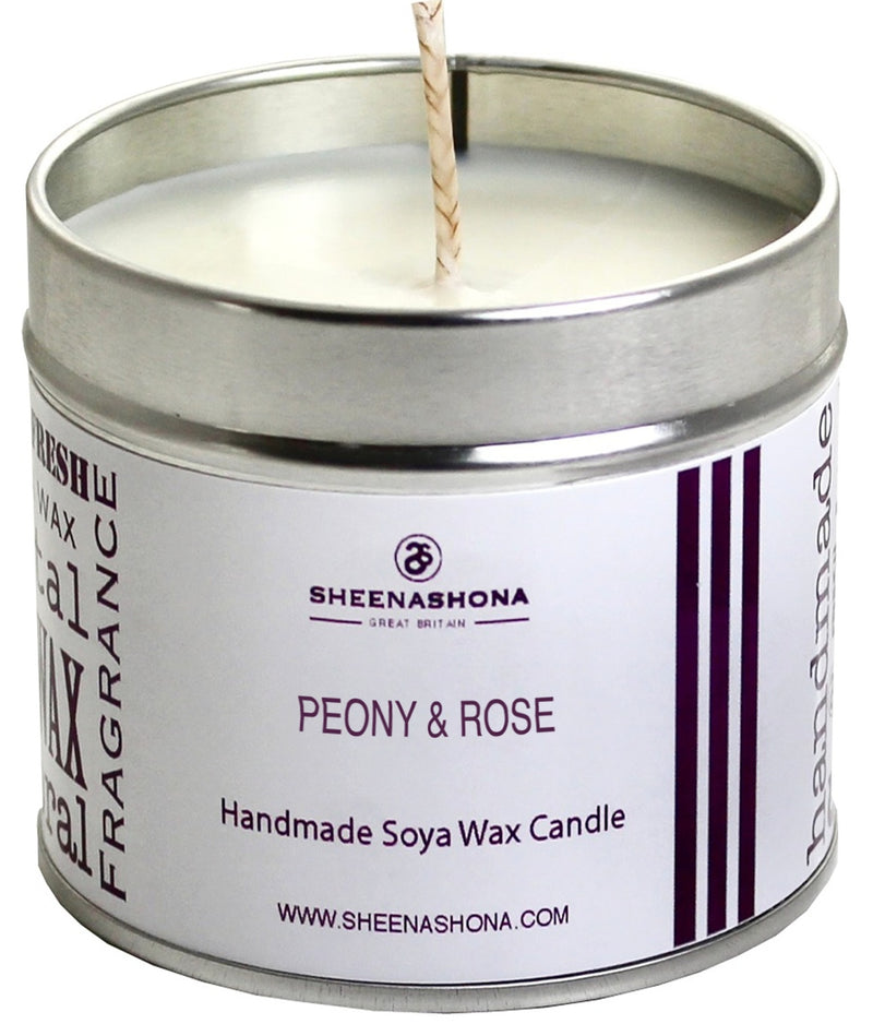 Peony & Rose Scented Signature Soya Wax Candle Tin