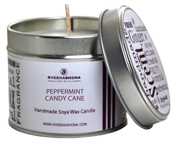 Peppermint Candy Cane Scented Signature Soya Wax Candle Tin