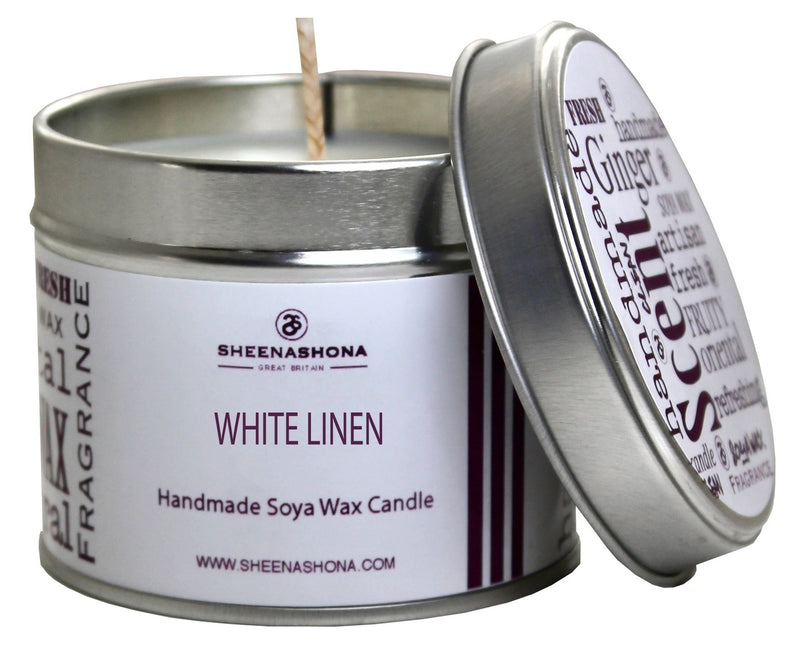 White Linen Scented Signature Soya Wax Candle Tin