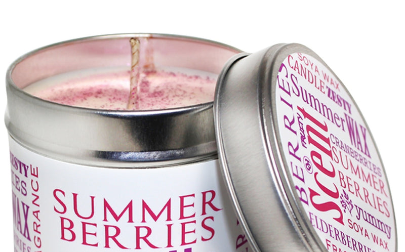 Summer Berries Scented Soya Wax Candle Tin