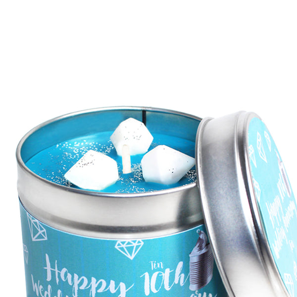 10th Year Tin Wedding Anniversary Candle Tin