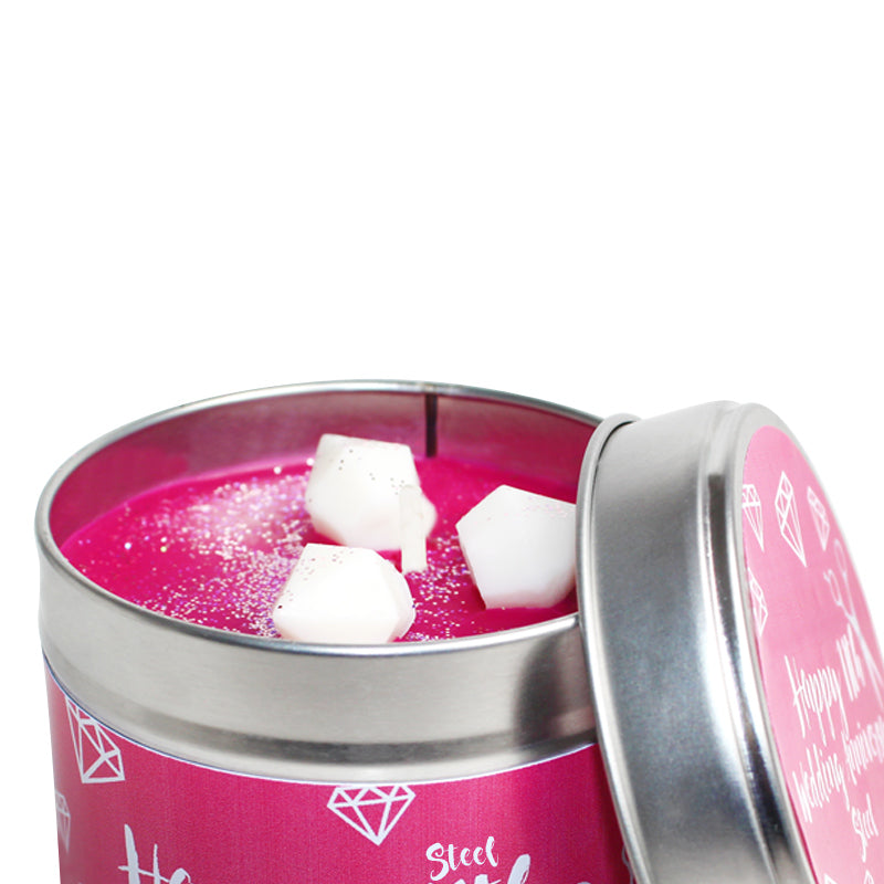 11th Year Steel Wedding Anniversary Candle Tin