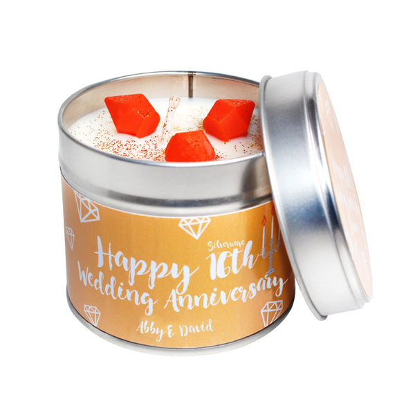 16th Year Silverware Wedding Anniversary Candle Tin