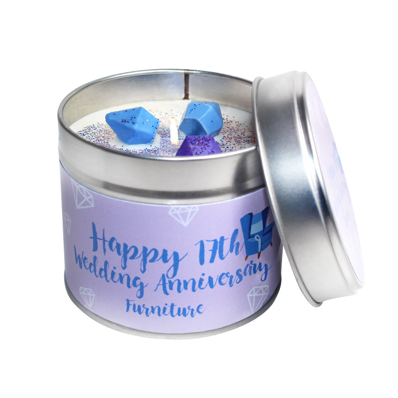 17th Year Furniture Wedding Anniversary Candle Tin