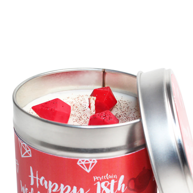 18th Year Porcelain Wedding Anniversary Candle Tin