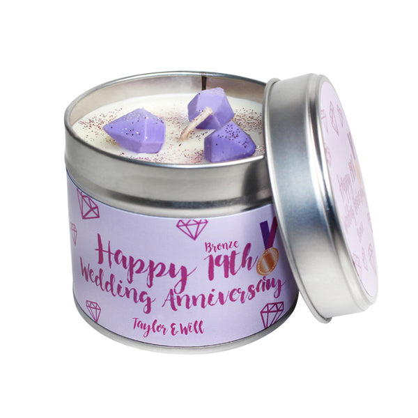 19th Year Bronze Wedding Anniversary Candle Tin