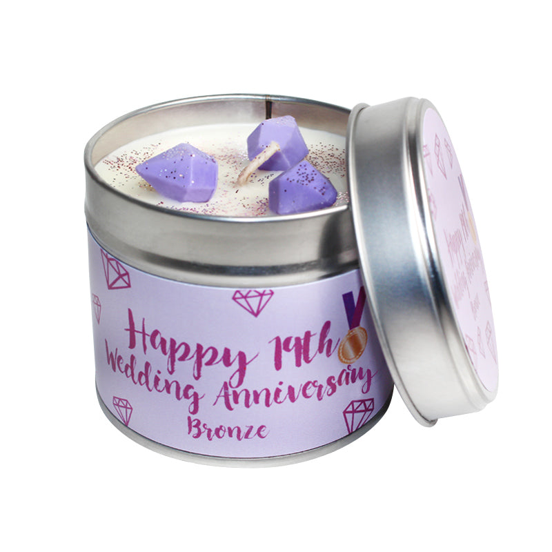 19th Year Bronze Wedding Anniversary Candle Tin