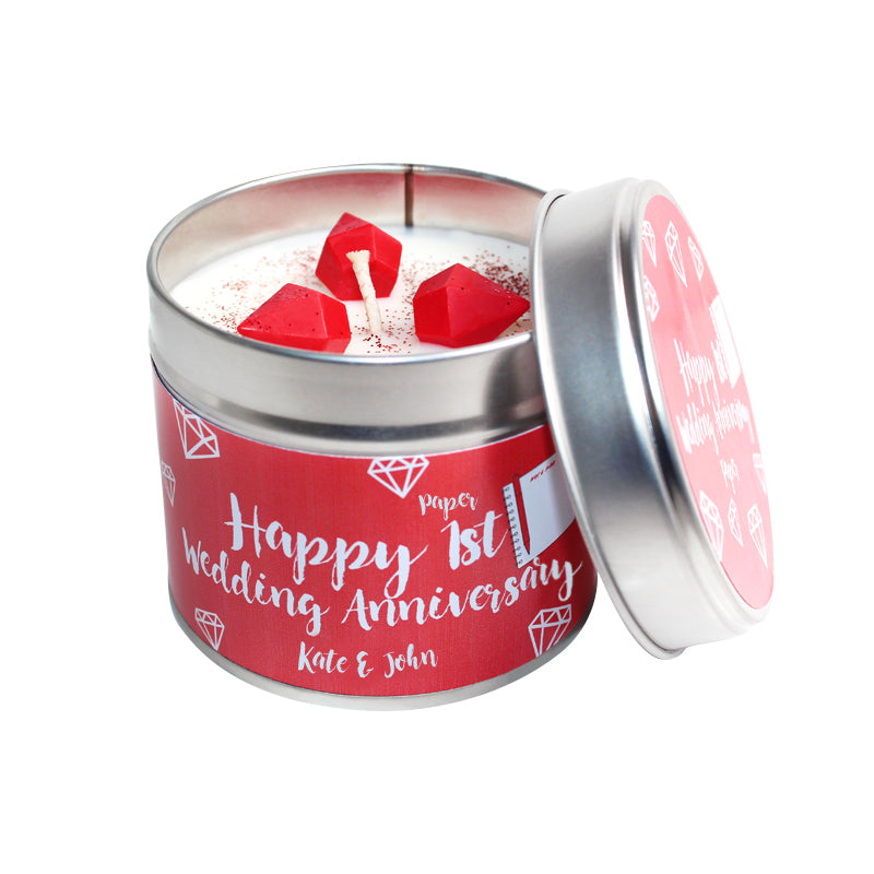 1st Year Paper Wedding Anniversary Candle Tin