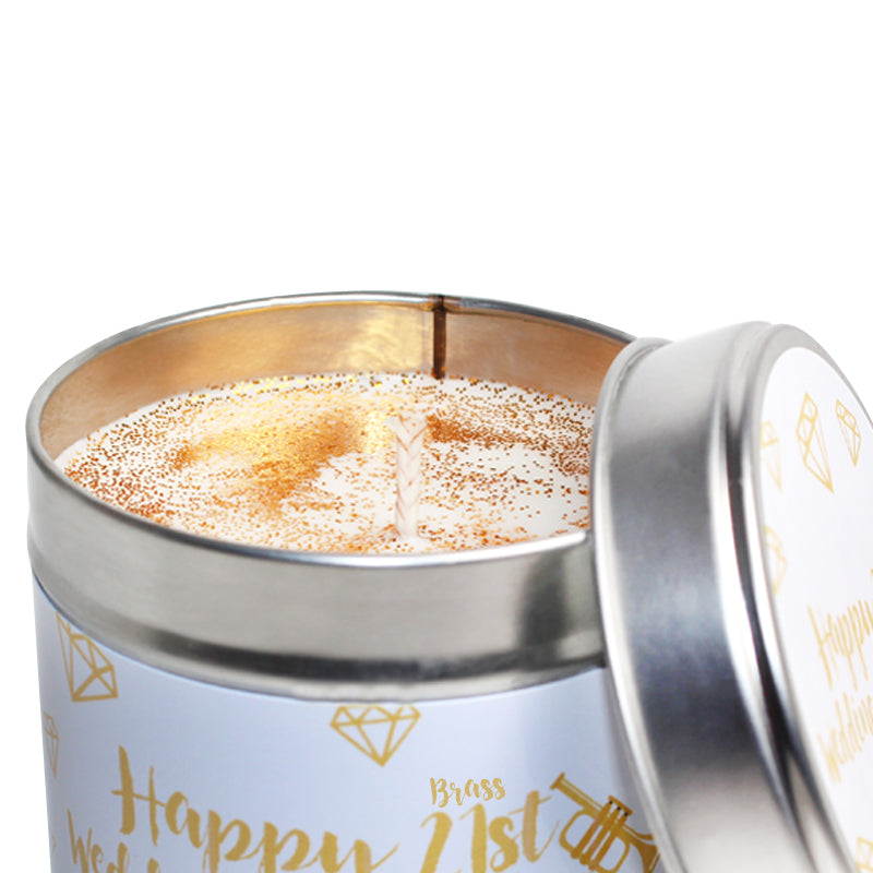 21st Year Brass Wedding Anniversary Candle Tin