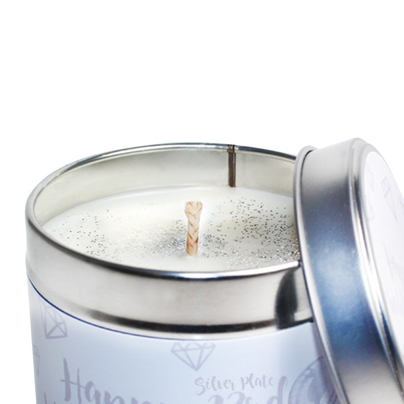 23rd Year Silver Plate Wedding Anniversary Candle Tin