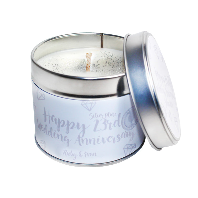 23rd Year Silver Plate Wedding Anniversary Candle Tin