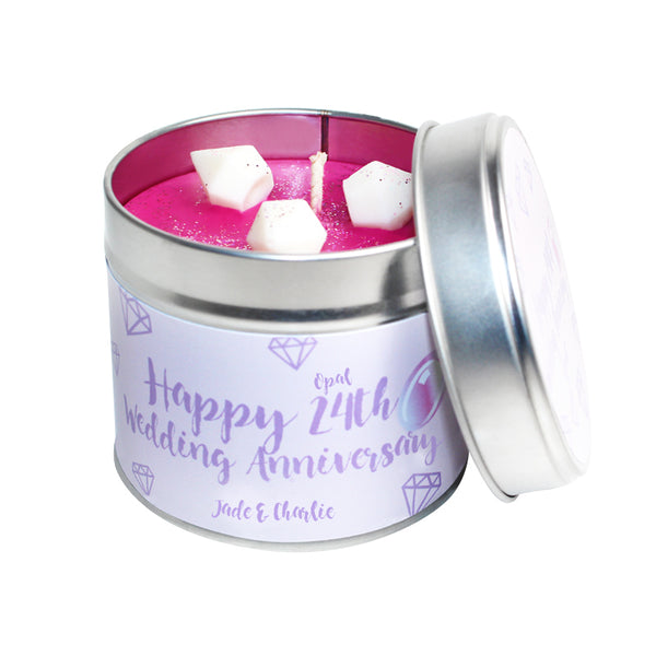 24th Opal Wedding Anniversary Candle Tin