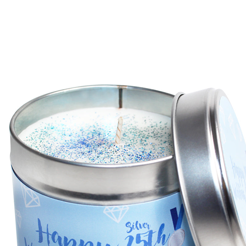 25th Silver Wedding Anniversary Candle Tin