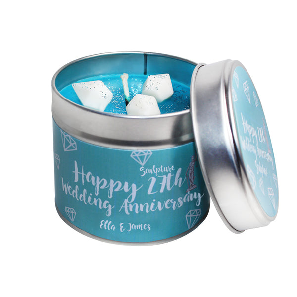 27th Sculpture Wedding Anniversary Candle Tin