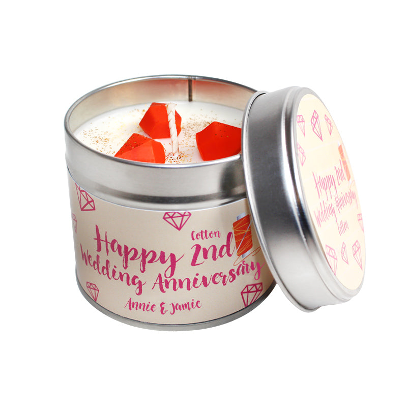 2nd Year Cotton Wedding Anniversary Candle Tin