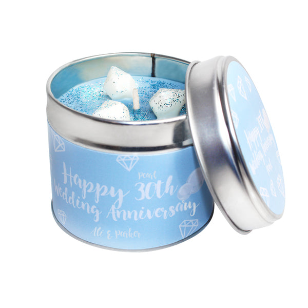 30th Pearl Wedding Anniversary Candle Tin