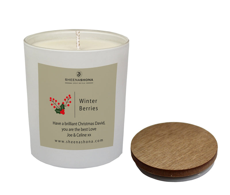 Christmas Personalised Winter Berries Luxury Soya Wax Candle