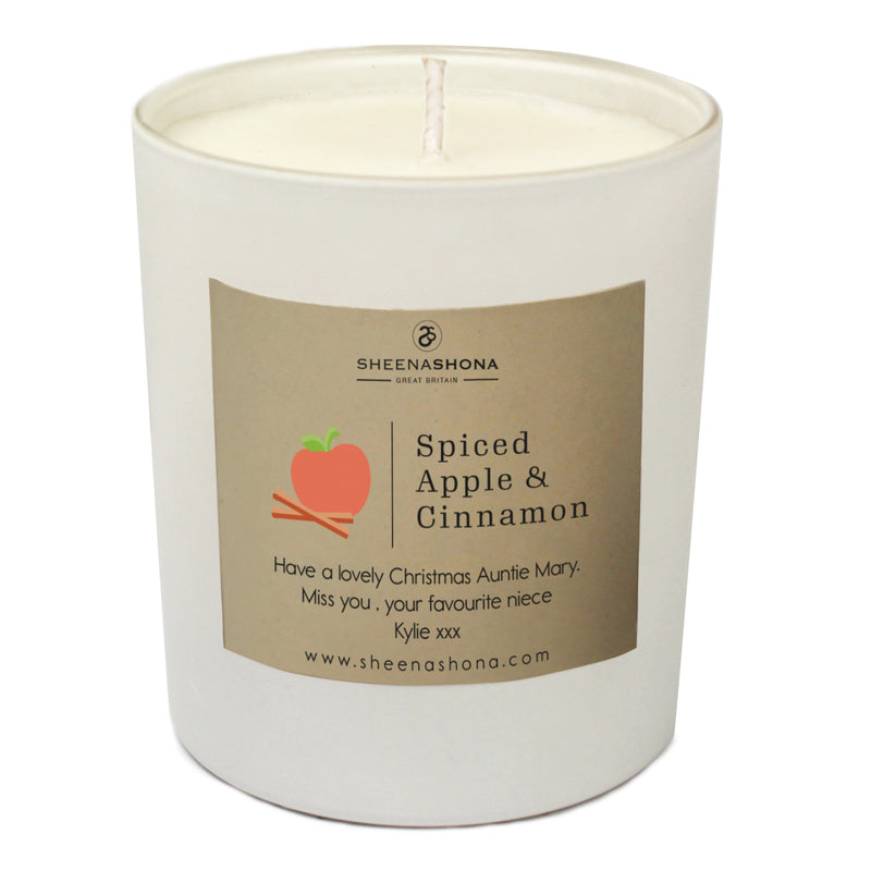 Spiced Cinnamon & Apple Christmas Personalised Luxury Soya Wax Candle