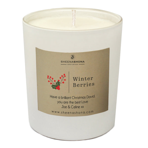 Winter Berries Christmas Personalised Luxury Soya Wax Candle
