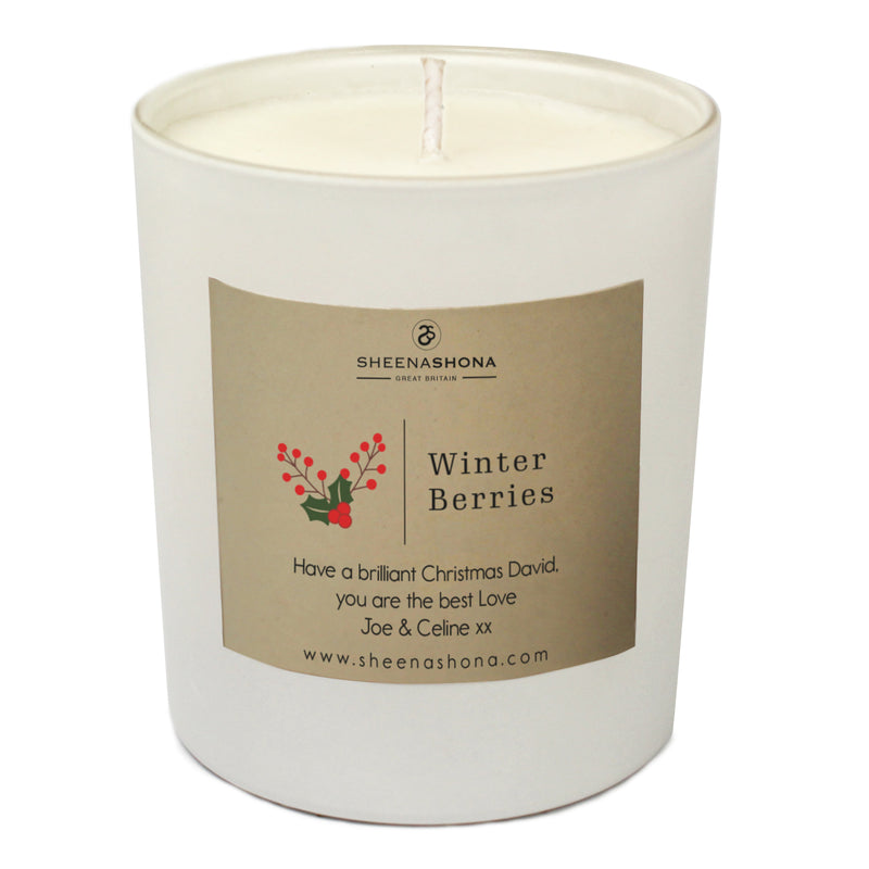 Christmas Personalised Winter Berries Luxury Soya Wax Candle
